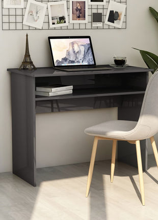 vidaXL Desk Computer Desk Standing Office Desk with Shelf Engineered Wood-9