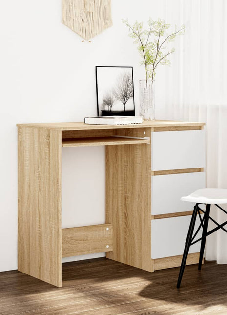 vidaXL Desk Computer Desk Office Desk Workstation with Drawer Engineered Wood-11