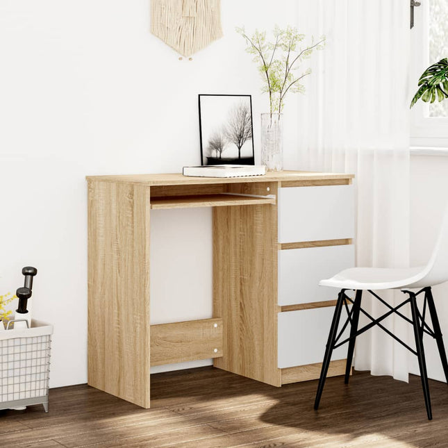 vidaXL Desk Computer Desk Office Desk Workstation with Drawer Engineered Wood-11