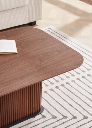 Coffee Table Walnut Wood Surface and Black Metel Feet-1
