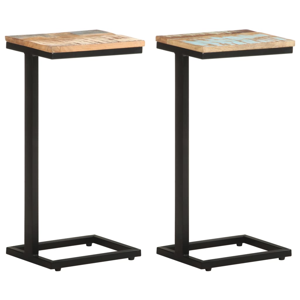 Solid Reclaimed Wood Side Table with Iron Legs – Rustic Handmade Accent Furniture - 321972