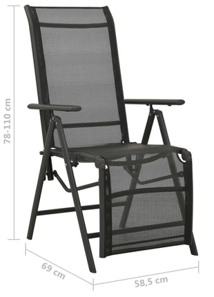 vidaXL Outdoor Recliner Chairs Patio Reclining Chair Textilene and Aluminum-2