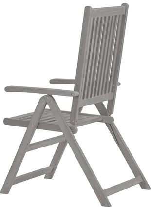 vidaXL Outdoor Recliner Chairs Patio Reclining Chair Gray Solid Wood Acacia-2