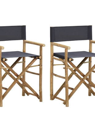 vidaXL Folding Director's Chairs 2 Pcs Outdoor Camping Chair Bamboo and Fabric-1