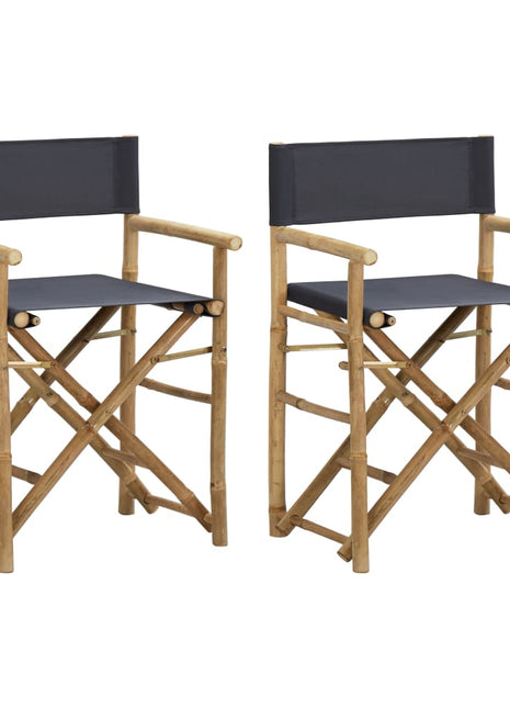 vidaXL Folding Director's Chairs 2 Pcs Outdoor Camping Chair Bamboo and Fabric-1
