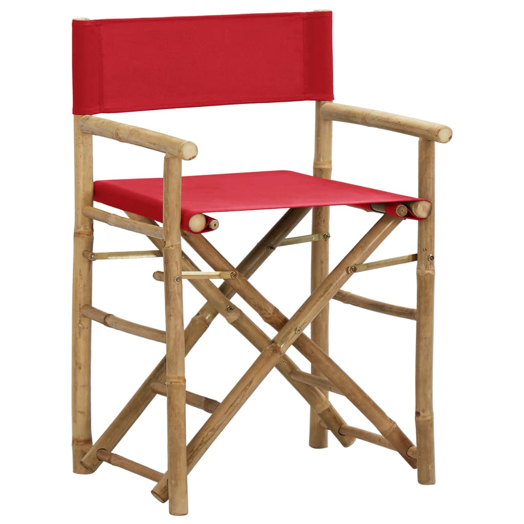 vidaXL Folding Director's Chairs 2 Pcs Outdoor Camping Chair Bamboo and Fabric-0