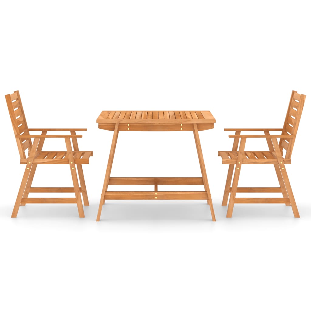 Wooden outdoor table and chairs set on a white background