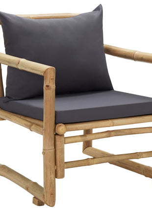 vidaXL Patio Chairs 2 Pcs Outdoor Patio Dining Chair with Cushions Bamboo-0