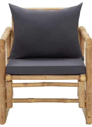 vidaXL Patio Chairs 2 Pcs Outdoor Patio Dining Chair with Cushions Bamboo-2