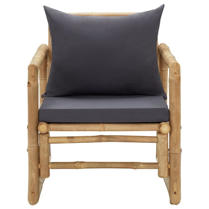 vidaXL Patio Chairs 2 Pcs Outdoor Patio Dining Chair with Cushions Bamboo-2