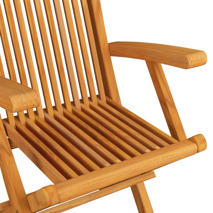 vidaXL Patio Chairs Outdoor Bistro Folding Chair with Cushions Solid Wood Teak-3
