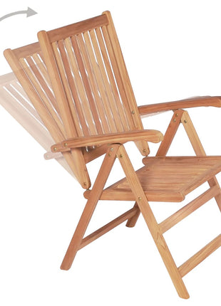vidaXL Outdoor Recliner Chairs Patio Reclining Lounge Chair Solid Wood Teak-3