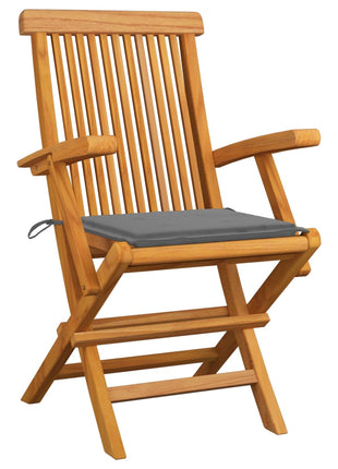 vidaXL Patio Chairs Outdoor Bistro Folding Chair with Cushions Solid Wood Teak-0