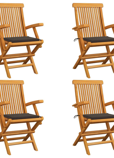 vidaXL Patio Chairs Outdoor Bistro Folding Chair with Cushions Solid Wood Teak-1