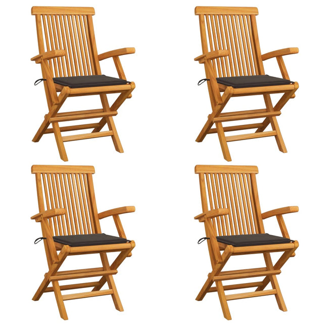 vidaXL Patio Chairs Outdoor Bistro Folding Chair with Cushions Solid Wood Teak-1