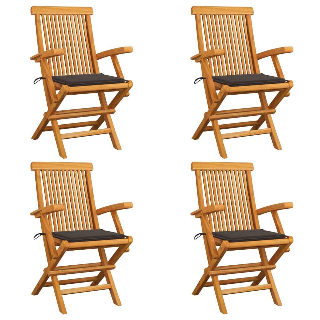 vidaXL Patio Chairs Outdoor Bistro Folding Chair with Cushions Solid Wood Teak-1