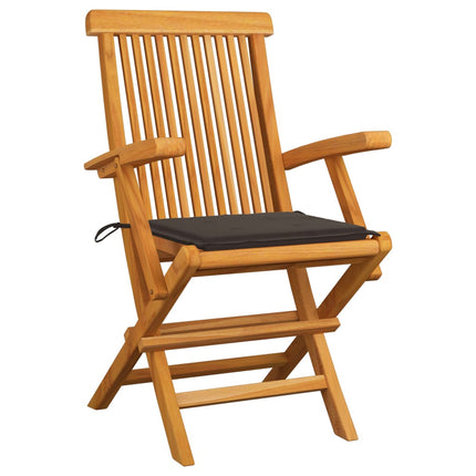 vidaXL Patio Chairs Outdoor Bistro Folding Chair with Cushions Solid Wood Teak-2