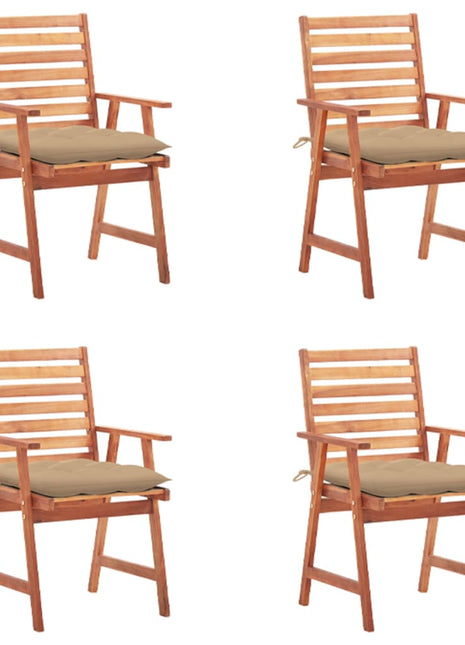 vidaXL Patio Dining Chairs Outdoor Patio Chair with Cushions Solid Wood Acacia-10