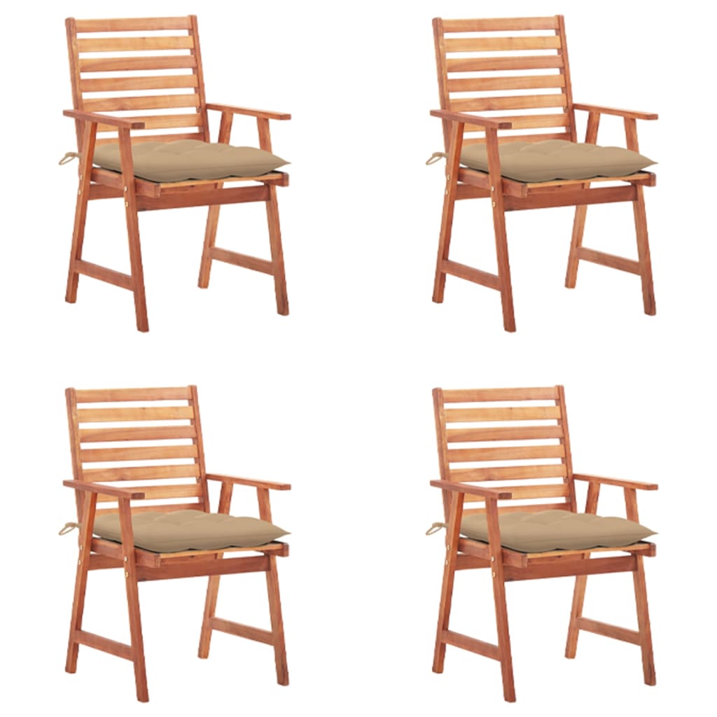 vidaXL Patio Dining Chairs Outdoor Patio Chair with Cushions Solid Wood Acacia-10
