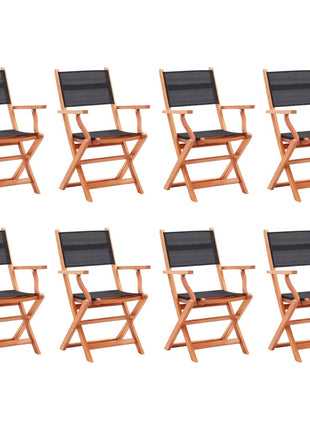 vidaXL Patio Folding Chairs Camping Chair Solid Wood Eucalyptus and Textilene-3