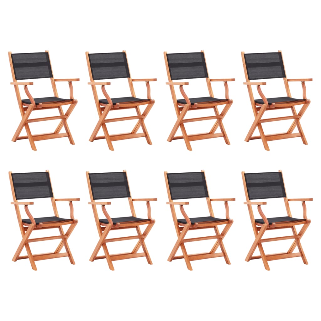 vidaXL Patio Folding Chairs Camping Chair Solid Wood Eucalyptus and Textilene-3