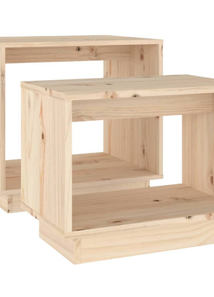 vidaXL Coffee Tables 2 Pcs End Nesting Table for Living Room Solid Wood Pine-1
