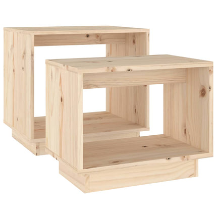 vidaXL Coffee Tables 2 Pcs End Nesting Table for Living Room Solid Wood Pine-1