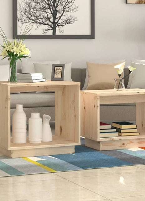 vidaXL Coffee Tables 2 Pcs End Nesting Table for Living Room Solid Wood Pine-6
