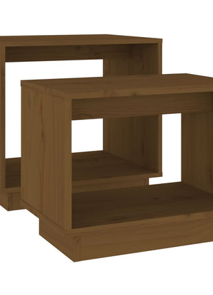 vidaXL Coffee Tables 2 Pcs End Nesting Table for Living Room Solid Wood Pine-0