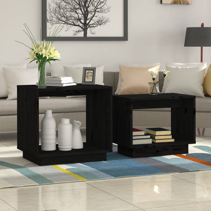 vidaXL Coffee Tables 2 Pcs End Nesting Table for Living Room Solid Wood Pine-5