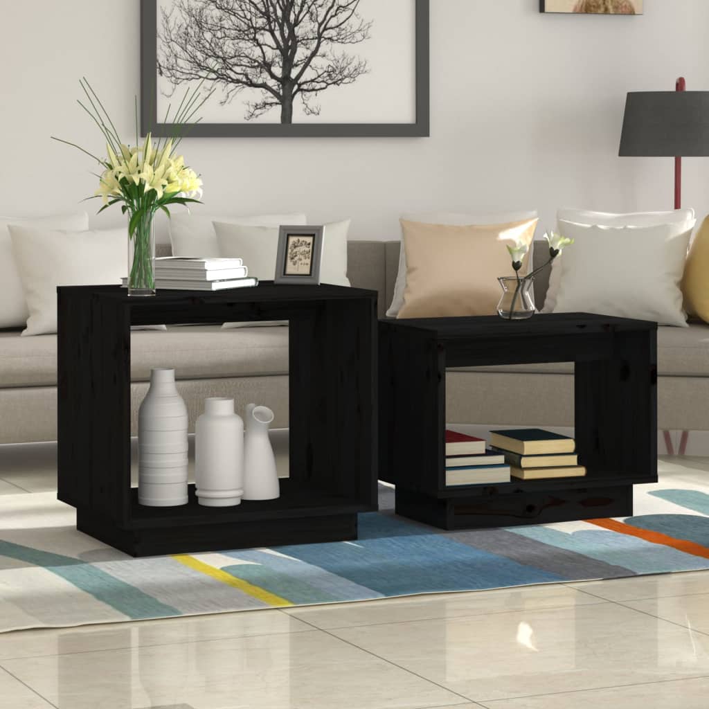 vidaXL Coffee Tables 2 Pcs End Nesting Table for Living Room Solid Wood Pine-5