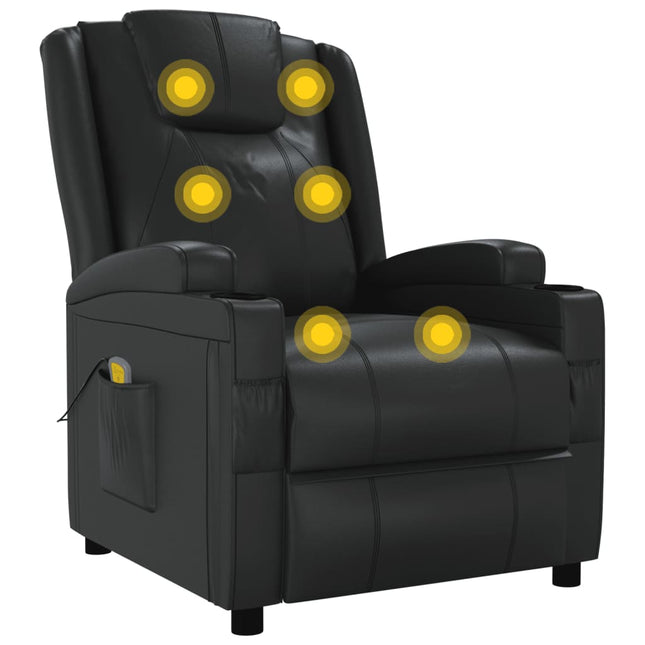vidaXL Massage Chair Black Faux Leather-4