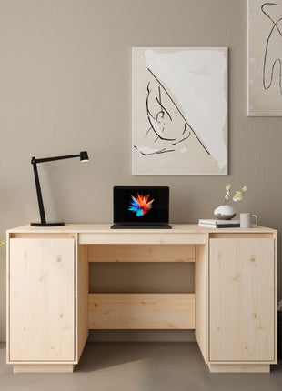vidaXL Desk Computer Desk with Storage Cabinet for Home Office Solid Wood Pine-6