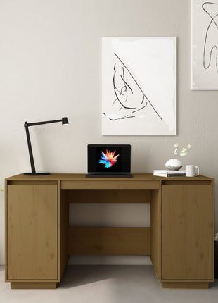 vidaXL Desk Computer Desk with Storage Cabinet for Home Office Solid Wood Pine-8