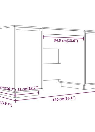 vidaXL Desk Computer Desk with Storage Cabinet for Home Office Solid Wood Pine-0