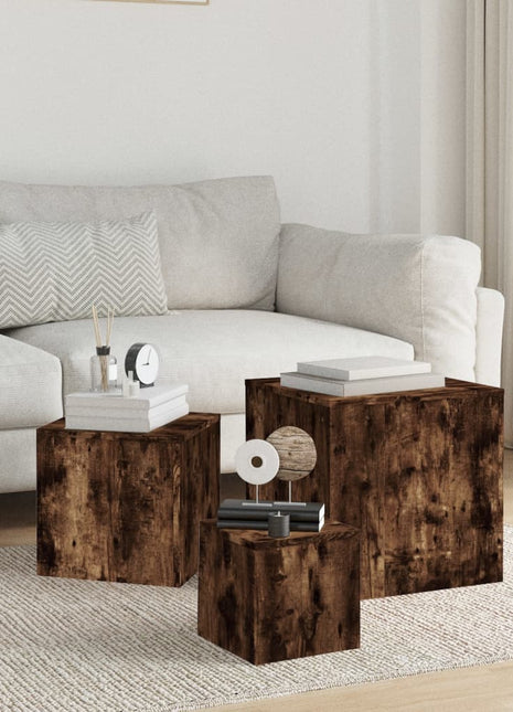 vidaXL Side Tables Accent Plant Stand for Living Room 3 Pcs Engineered Wood-3