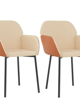vidaXL Dining Chairs 2 Pcs Accent Upholstered Chair Fabric and Faux Leather-2