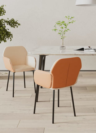 vidaXL Dining Chairs 2 Pcs Accent Upholstered Chair Fabric and Faux Leather-6