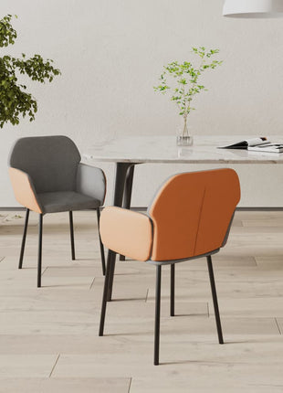 vidaXL Dining Chairs 2 Pcs Accent Upholstered Chair Fabric and Faux Leather-8