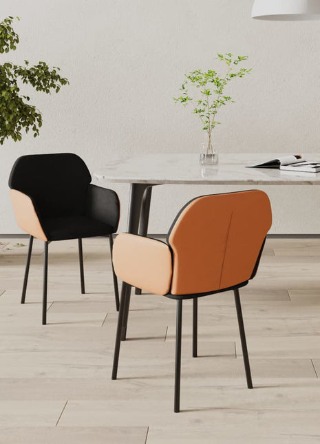 vidaXL Dining Chairs 2 Pcs Accent Upholstered Chair Fabric and Faux Leather-5