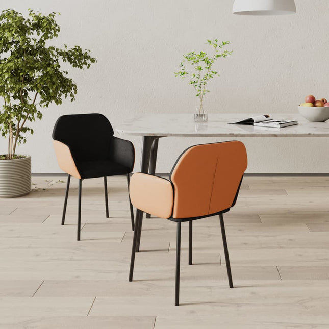 vidaXL Dining Chairs 2 Pcs Accent Upholstered Chair Fabric and Faux Leather-5