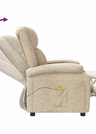 vidaXL Massage Chair Cream Fabric-4