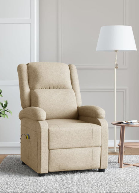 vidaXL Massage Chair Cream Fabric-0
