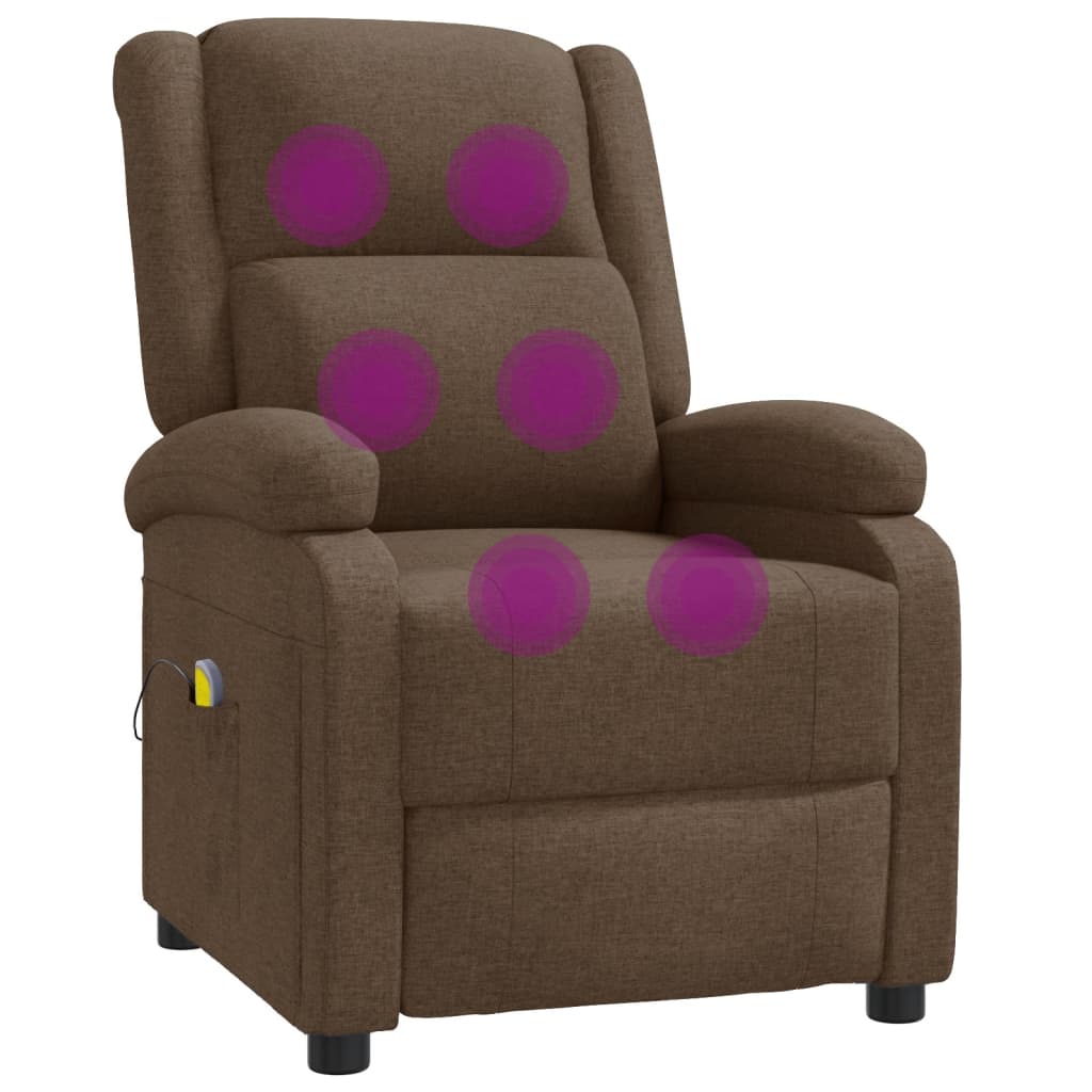 Brown recliner chair with purple circles on a white background