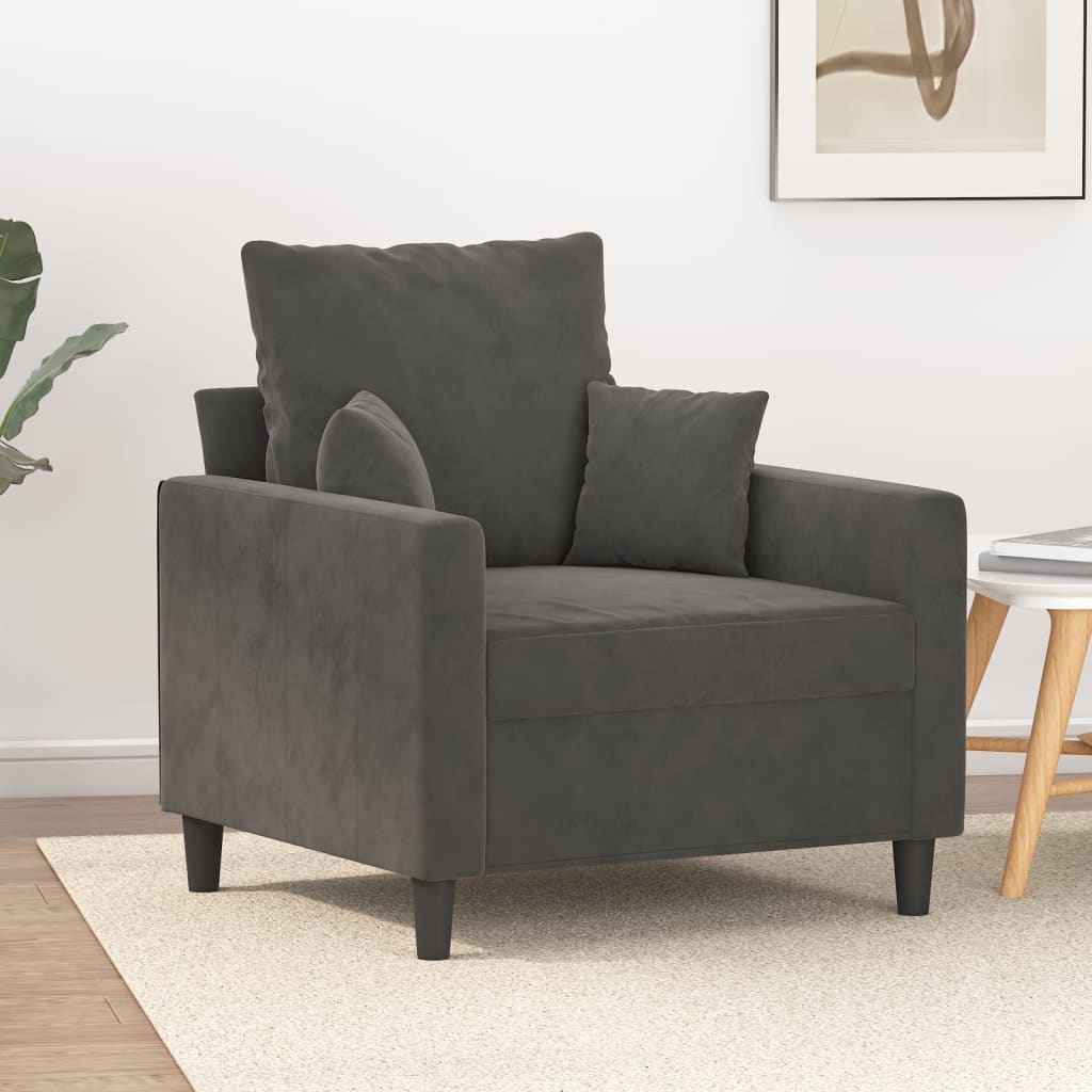 vidaXL Sofa Chair Living Room Accent Upholstered Chair with Armrest Velvet-5