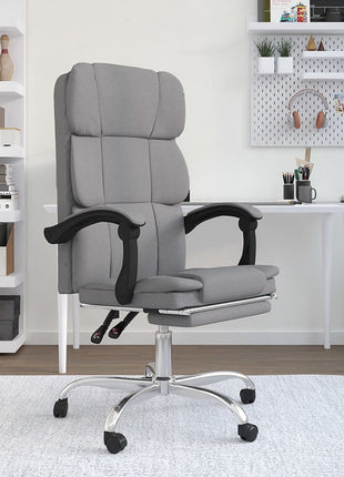 vidaXL Chair Swivel Reclining Desk Chair with Wheels for Living Room Fabric-5