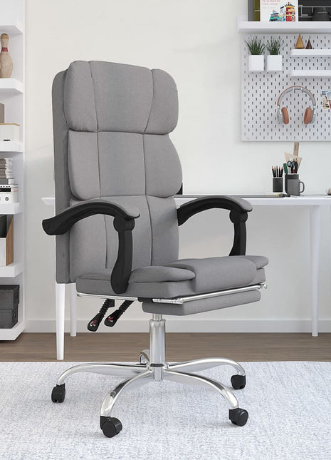 vidaXL Chair Swivel Reclining Desk Chair with Wheels for Living Room Fabric-5