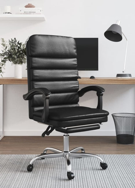 vidaXL Chair Reclining Desk Chair with Wheels for Living Room Faux Leather-1