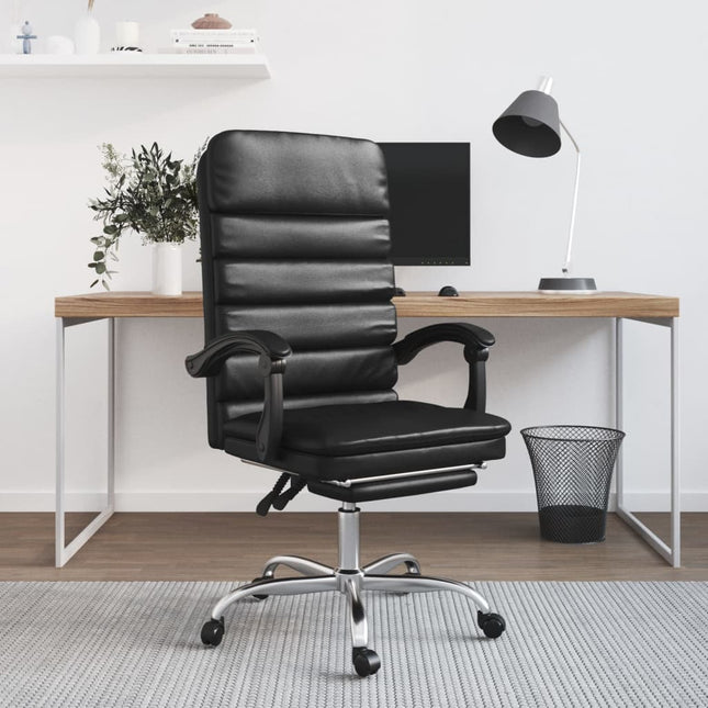 vidaXL Chair Reclining Desk Chair with Wheels for Living Room Faux Leather-1