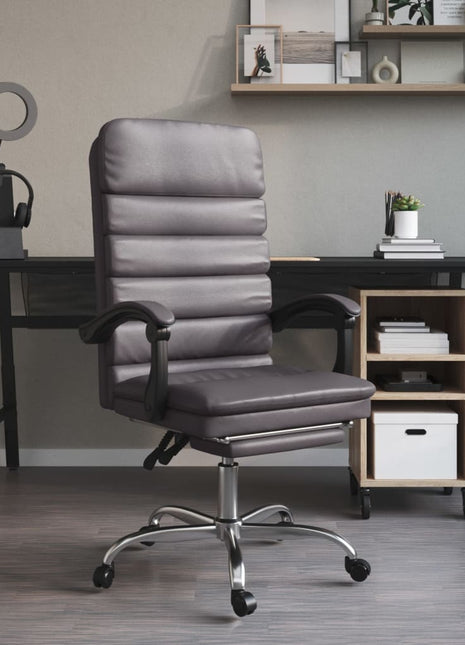 vidaXL Chair Reclining Desk Chair with Wheels for Living Room Faux Leather-5